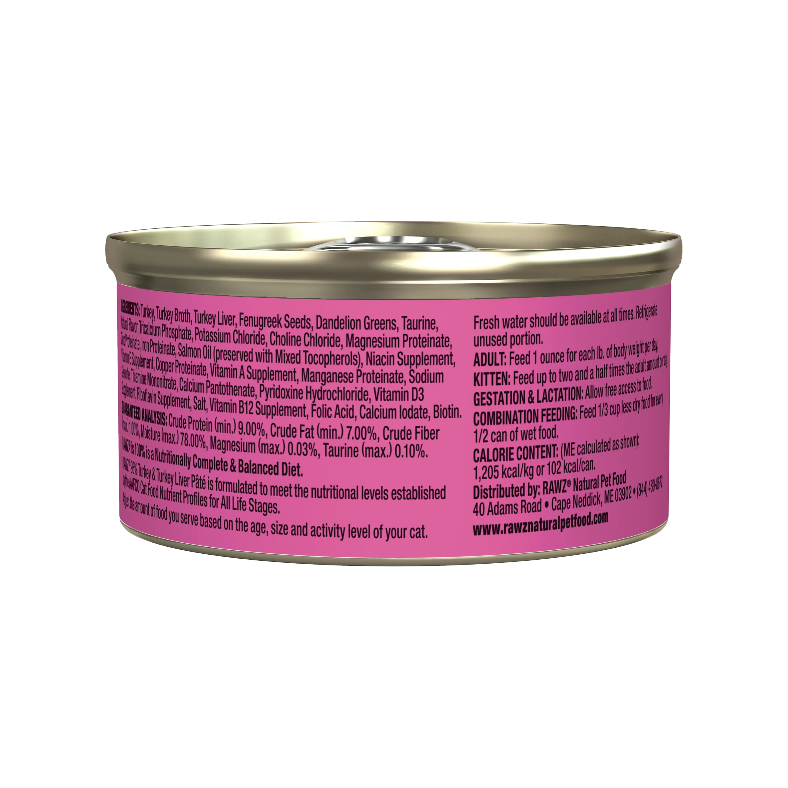 96% Turkey & Turkey Liver Pate Cat Food - RAWZ