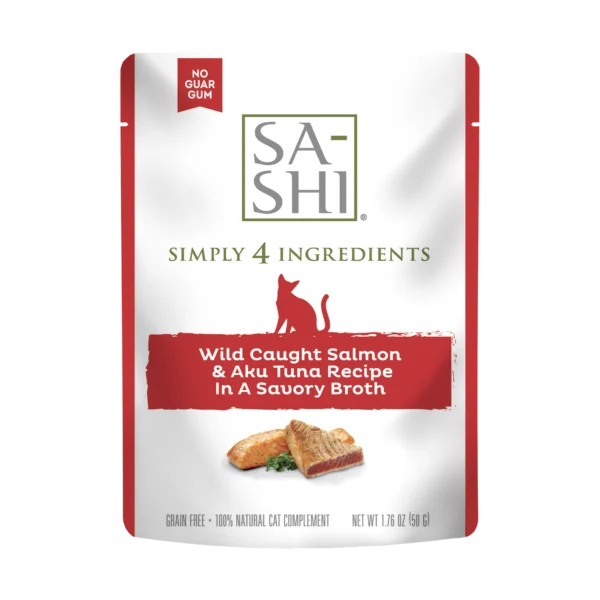Sa-Shi Wild Caught Salmon & Aku Tuna Cat Food Recipe in Savory Broth