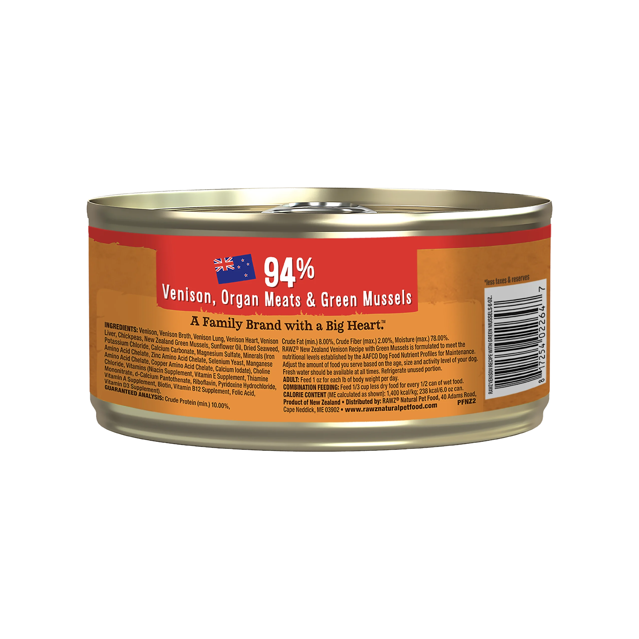 94% Venison Recipe with Green Mussels Pate Dog Food - RAWZ