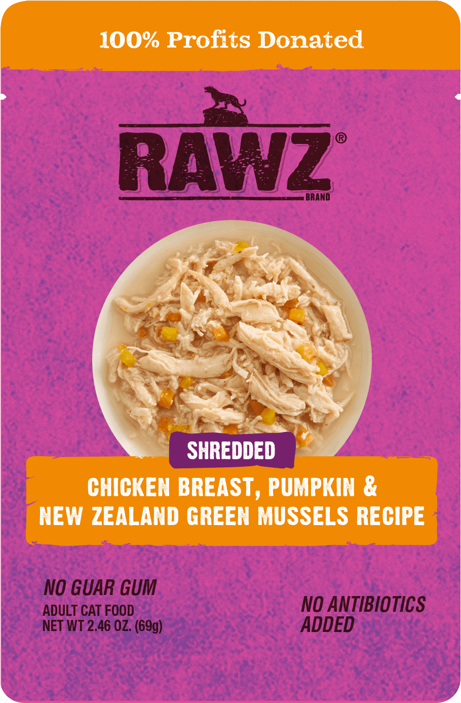 RAWZ Shredded Cat Food - CHICKEN BREAST, PUMPKIN & NEW ZEALAND GREEN MUSSELS